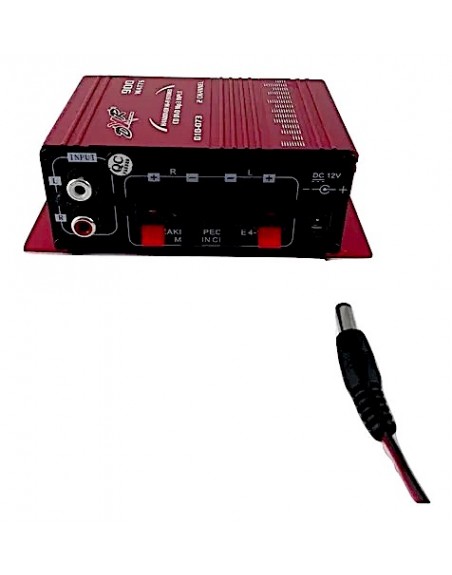 Mini Amplificador DXR 2 Canales Clase AB RCA Rojo 12V
