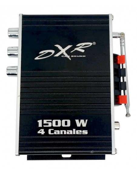 Mini Amplificador DXR 4 Canales con Bluetooth, Radio, MP3, USB