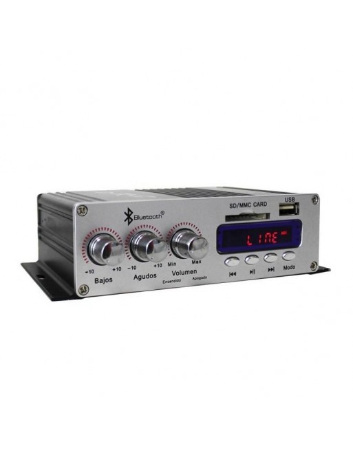 Mini Amplificador DXR 4 Canales con Bluetooth, Radio, MP3, USB