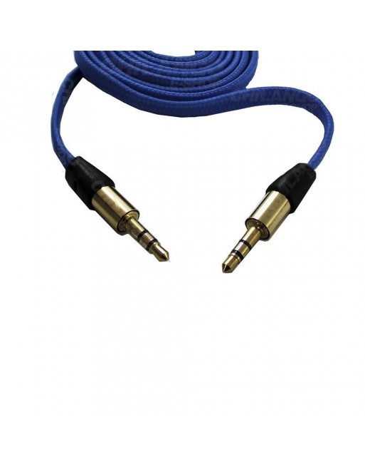Cable Plug 3.5 estereo A Plug 3.5 estereo Tipo Agujeta Azul De 1 Metro