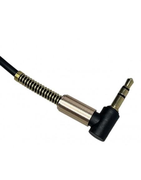 Cable NEGRO Para Audio Tipo Resorte Plug 3,5mm A Plug 3,5mm En L