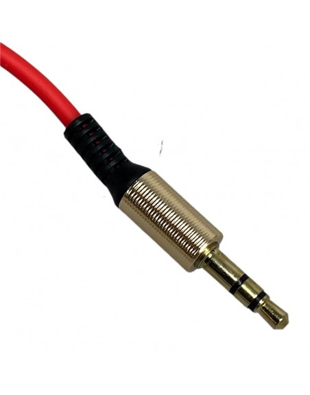 Cable ROJO Para Audio Tipo Resorte Plug 3,5mm A Plug 3,5mm En L