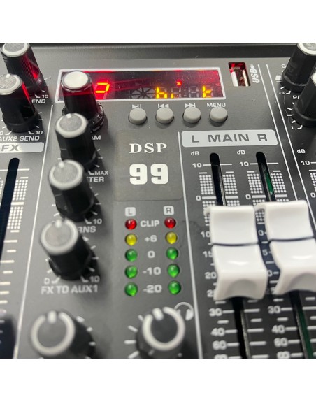 Mezcladora Pasiva 8ch BLUETOOTH USB 99 efectos DSP TK-8