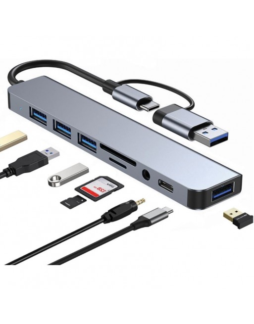 Splitter Adaptador USB multipuerto 8 en 1