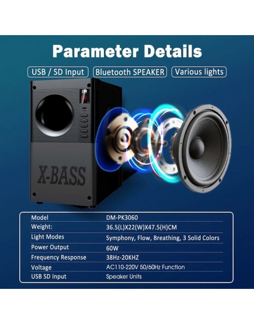 Sistema De Sonido Minicomponente 3.1 RCA USB Bluetooth PK6030