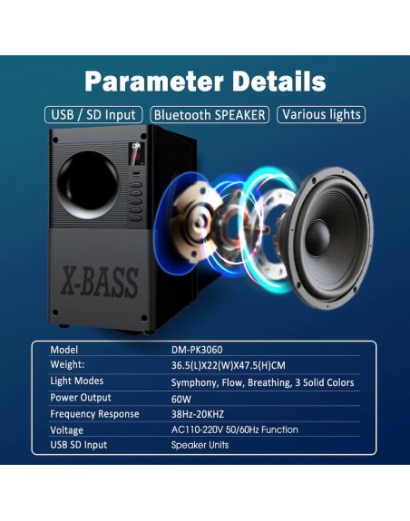 Sistema De Sonido Minicomponente 3.1 RCA USB Bluetooth PK6030
