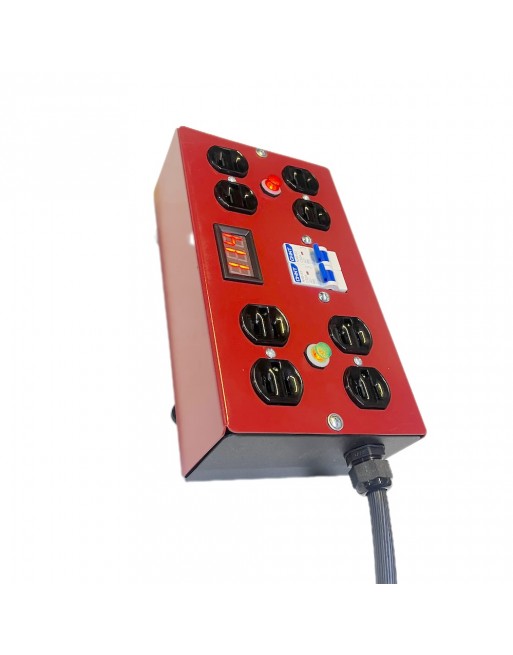 Centro de carga Rojo Profesional Dual Voltimetro con piloto 8 contactos