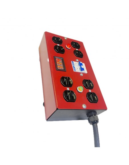 Centro de carga Rojo Profesional Dual Voltimetro con piloto 8 contactos