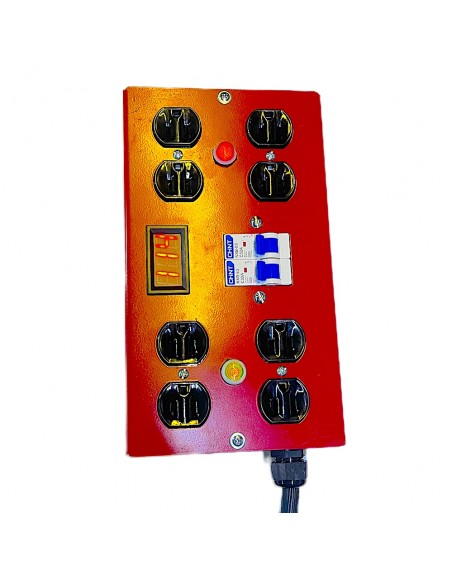 Centro de carga Rojo Profesional Dual Voltimetro con piloto 8 contactos