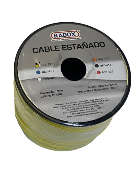 Carrete De 100m De Cable Amarillo Estañado calibre 22