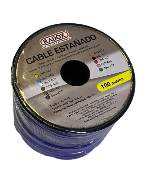 Carrete De 100m De Cable Morado Estañado calibre 22