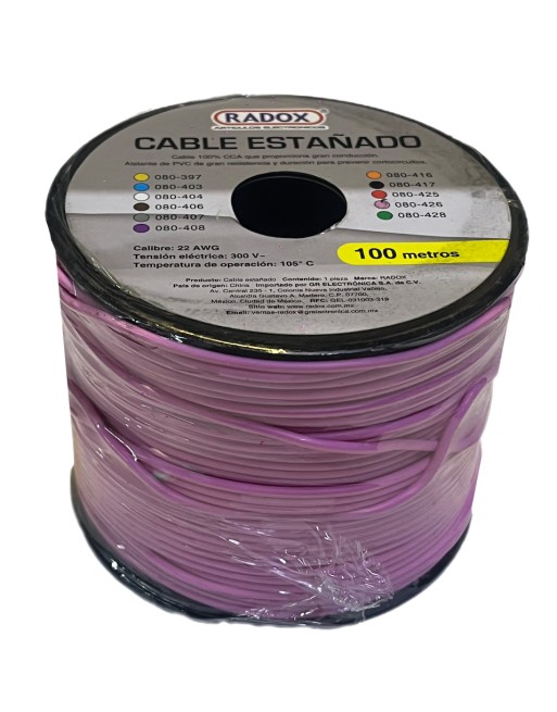 Carrete De 100m De Cable Rosa Estañado calibre 22