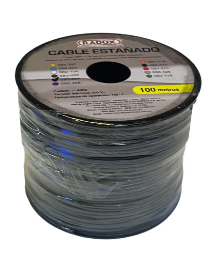 Carrete De 100m De Cable Gris Estañado calibre 22