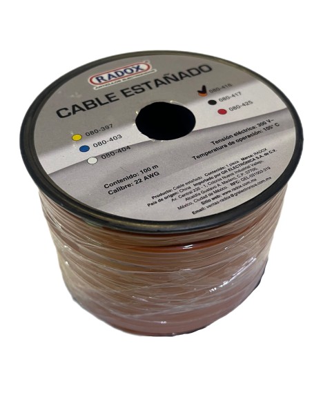 Carrete De 100m De Cable Naranja Estañado calibre 22