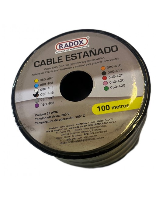 Carrete De 100m De Cable Cafe Estañado calibre 22