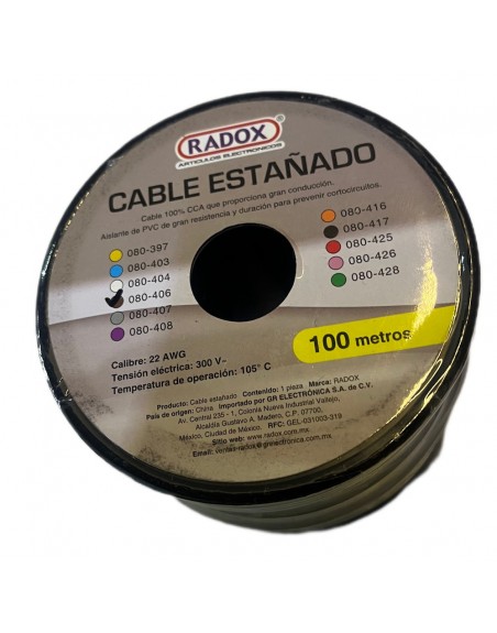 Carrete De 100m De Cable Cafe Estañado calibre 22