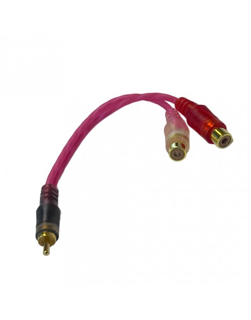 Cable para audio Y 1 plug RCA a 2 jacks RCA dorados 10cm