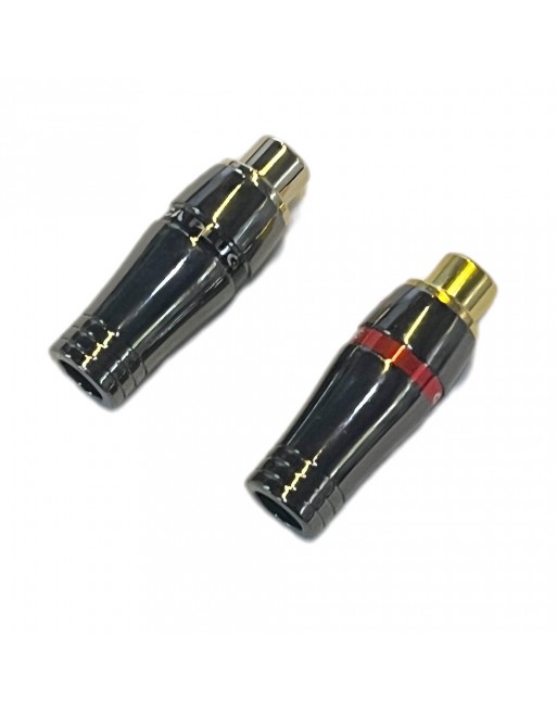 Juego de 2 jacks RCA metalicos franja negra y roja