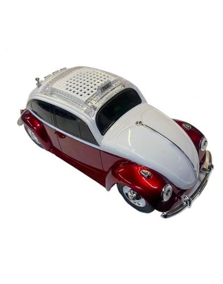 Bocina Recargable Bluetooth USB SD AUX tipo VW Bocho Rojo