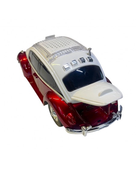 Bocina Recargable Bluetooth USB SD AUX tipo VW Bocho Rojo