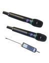 Set 2 Microfonos Dinamico Inalambricos Recargables G22B Negro y AroLed
