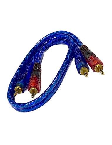 Cable Azul Para audio 2 plug RCA-2 plug RCA dorados 0,45m