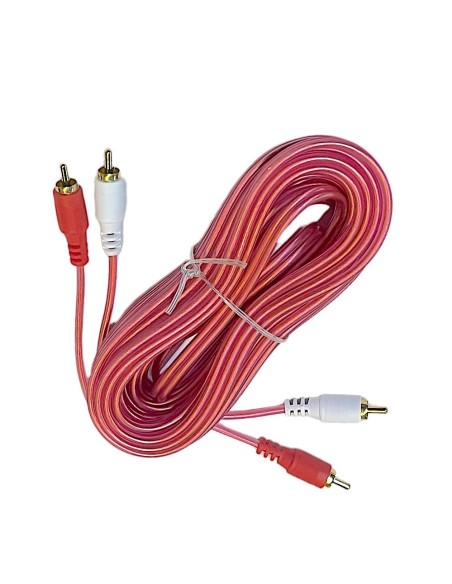 Cable Rojo Transparente Para Audio 2 Plug RCA - 2 Plug RCA dorado 7,60m