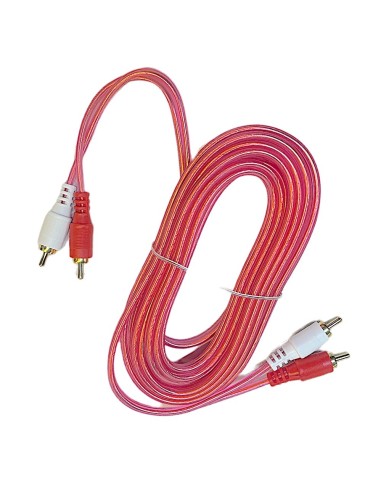 Cable Rojo Transparente Para Audio 2 Plug RCA - 2 Plug RCA dorado 4,50m