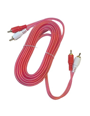 Cable Rojo Transparente Para Audio 2 Plug RCA - 2 Plug RCA dorado 4,50m