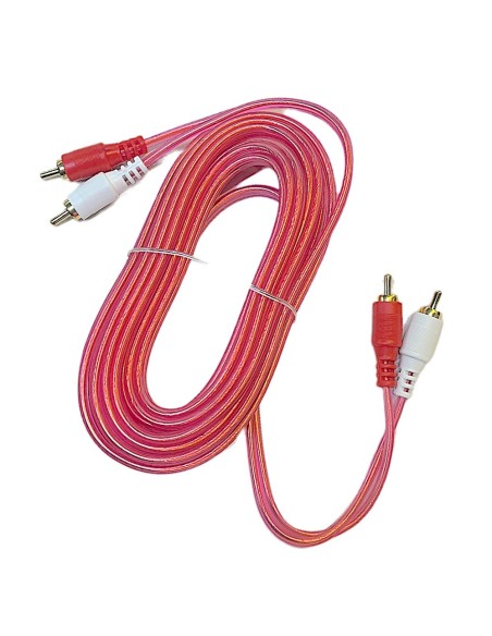 Cable Rojo Transparente Para Audio 2 Plug RCA - 2 Plug RCA dorado 4,50m