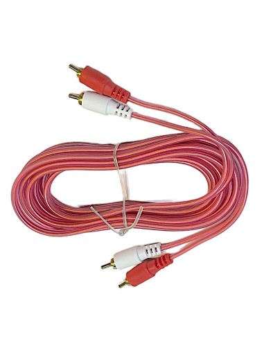 Cable Rojo Transparente Para Audio 2 Plug RCA - 2 Plug RCA dorado 3,60m