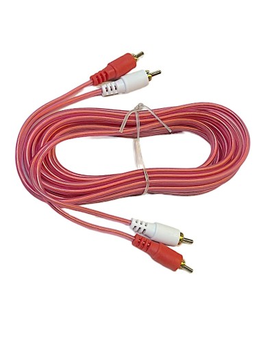 Cable Rojo Transparente Para Audio 2 Plug RCA - 2 Plug RCA dorado 3,60m