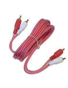 Cable Rojo Transparente Para Audio 2 Plug RCA - 2 Plug RCA dorado 1,80m