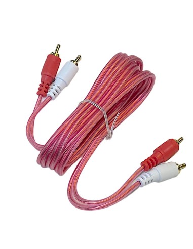 Cable Rojo Transparente Para Audio 2 Plug RCA - 2 Plug RCA dorado 1,80m
