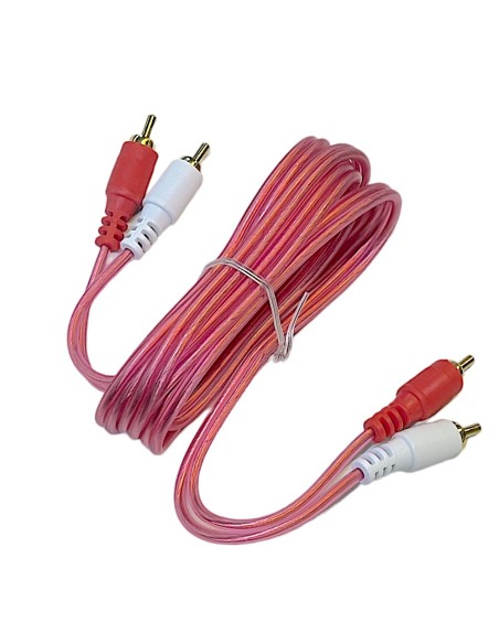 Cable Rojo Transparente Para Audio 2 Plug RCA - 2 Plug RCA dorado 1,80m