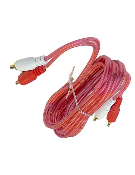 Cable Rojo Transparente Para Audio 2 Plug RCA - 2 Plug RCA dorado 1,80m