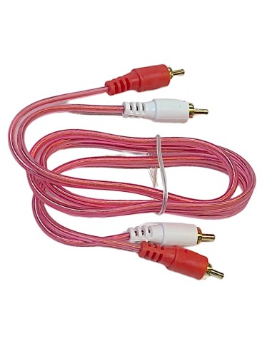 Cable Rojo Transparente Para Audio 2 Plug RCA - 2 Plug RCA dorado 90 cm