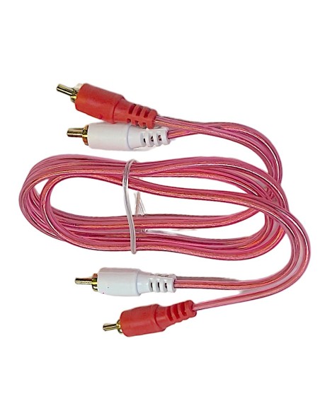 Cable Rojo Transparente Para Audio 2 Plug RCA - 2 Plug RCA dorado 90 cm