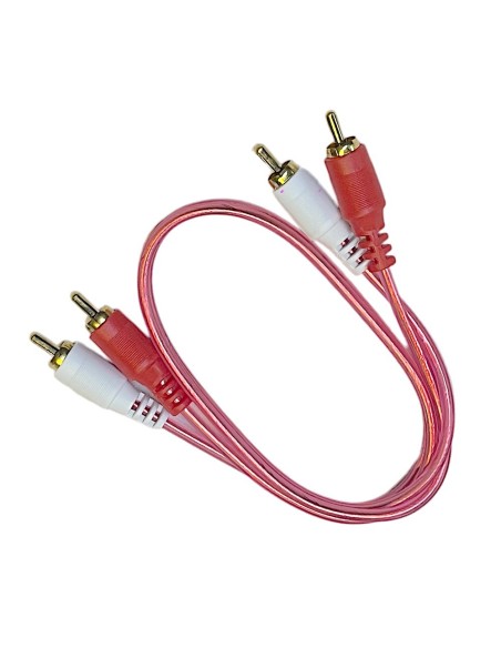 Cable Rojo Transparente Para Audio 2 Plug RCA - 2 Plug RCA dorado 45 cm