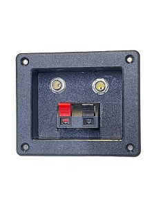 Conector Rectangular de atornillar para Bafle con 2 terminales tipo Push y 2 jack 6,3mm 10 x 8,5 cm