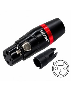 Jack tipo XLR 3 puntas con seguro para cable anillo rojo JA-1530