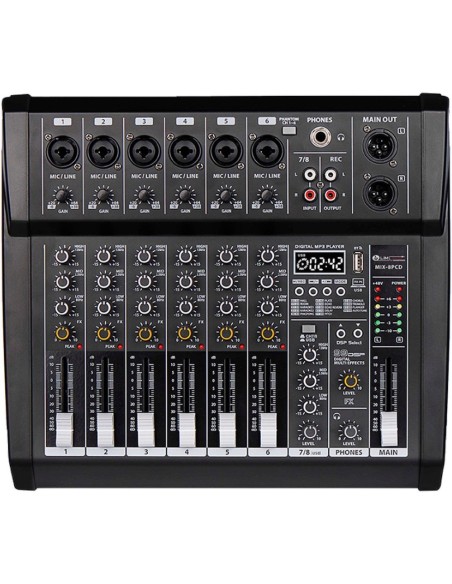 Mezcladora Amplificada 8 canales Soundtrack MIX-8PCD