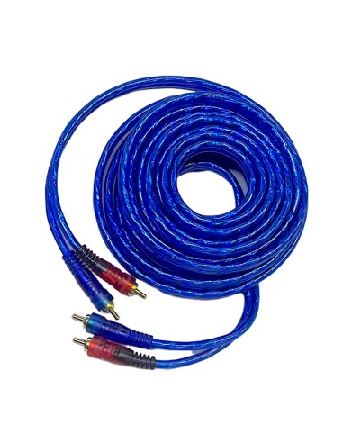 Cable Azul Para Audio 2 Plugs RCA - 2 Plugs RCA dorados de 6m