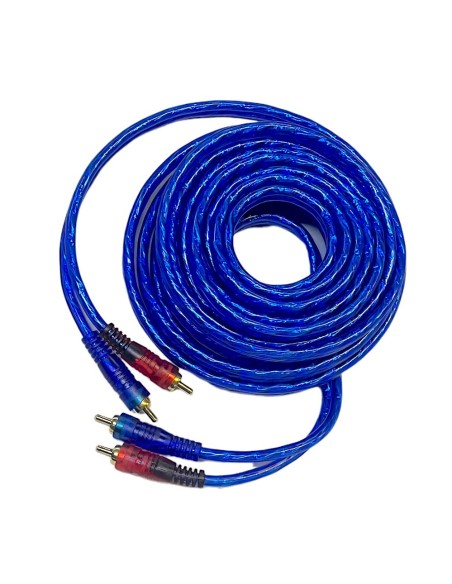 Cable Azul Para Audio 2 Plugs RCA - 2 Plugs RCA dorados de 6m