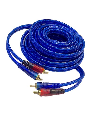 Cable Azul Para Audio 2 Plugs RCA - 2 Plugs RCA dorados de 6m