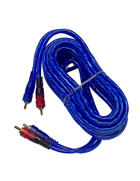 Cable Azul Para Audio 2 Plugs RCA - 2 Plugs RCA dorados de 3,6m