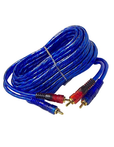 Cable Azul Para Audio 2 Plugs RCA - 2 Plugs RCA dorados de 3,6m