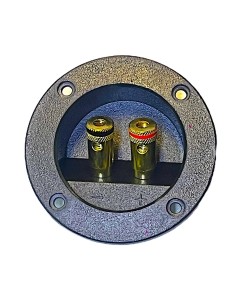 Conector Redondo de atornillar para Bafle con 2 terminales tipo Banana Dorada