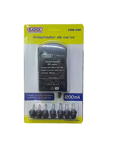 Eliminador Adaptador de ca/cc multivoltaje 1200 mA