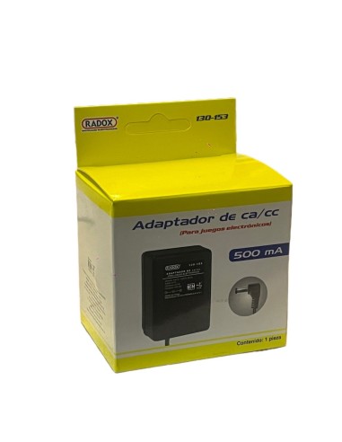 Eliminador Adaptador de ca/cc (para juegos electronicos) 9v 500mA